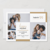 金ゴールド3写真ハッピーホリデー シーズンカード (正面)