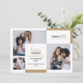 金ゴールド3写真ハッピーホリデー シーズンカード (スタンド正面)