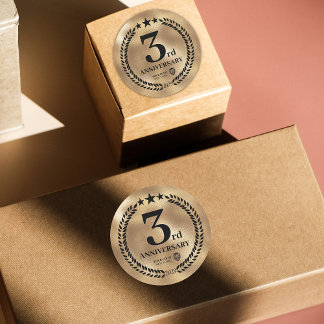 金ゴールド3周年記念ビジネスロゴ ラウンドシール