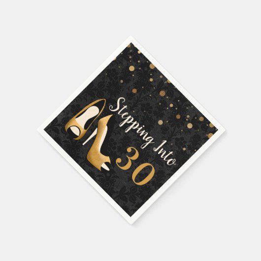 金ゴールド30人の女性の誕生日パーティーに足を運ぶ スタンダードカクテルナプキン (角)