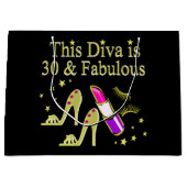 金ゴールド30歳と素晴らしい30歳の誕生日デザイン ラージペーパーバッグ (正面)