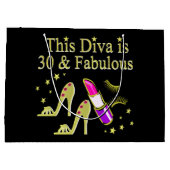 金ゴールド30歳と素晴らしい30歳の誕生日デザイン ラージペーパーバッグ (裏面)