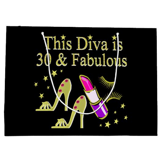 金ゴールド30歳と素晴らしい30歳の誕生日デザイン ラージペーパーバッグ (裏面)