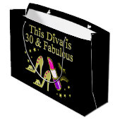 金ゴールド30歳と素晴らしい30歳の誕生日デザイン ラージペーパーバッグ (裏面アングル)