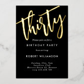金ゴールド30歳の誕生日の招待状 箔招待状 (正面)