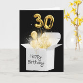 金ゴールド30歳の誕生日バルーンを白い箱に カード (黄色い花)