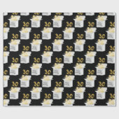 金ゴールド30歳の誕生日バルーンinホワイトボックス ラッピングペーパー (フラット)