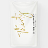 金ゴールド30歳の誕生日パーティーウェルカムバナー 横断幕 (縦)