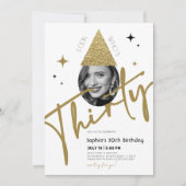 金ゴールド30歳の誕生日招待状(写真あり) 招待状 (正面)