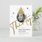 金ゴールド30歳の誕生日招待状(写真あり) 招待状 (スタンド正面)
