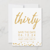 金ゴールド30歳の誕生日救日紙吹雪 招待状 (正面)