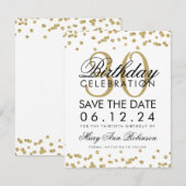 金ゴールド30歳の誕生日紙吹雪を保存 セーブザデート (正面/裏面)