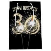 金ゴールド30歳の誕生日 ミディアムペーパーバッグ (正面)