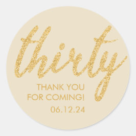 金ゴールド30誕生日サンキューグリッター30 ラウンドシール