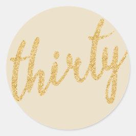 金ゴールド30誕生日パーティーグリッター"Thirty" ラウンドシール