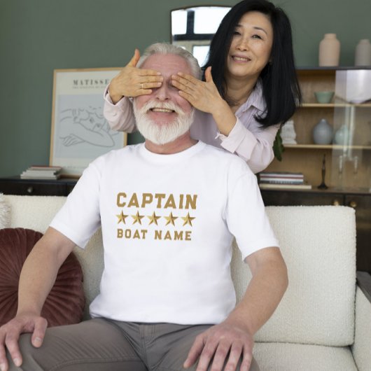 金ゴールド3-Dスターズカスタム文字航海のデザイン Tシャツ