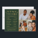 金ゴールド3 Photo Collage おもしろい Post Covid Christmas シーズンカード<br><div class="desc">このホリデーシーズンの応援と少しユーモアを送るおもしろいポストCOVIDクリスマスクロッインスパイアト3のフォトコラージュのフラットカード。彼らは"自由の12日"を特徴とし、オーナメントは自由という言葉の'O'を置き換え、いくつかの小さな音楽ノートのアクセントを含む。このカードは、それらの物事をリストに入れる簡単を作る！鍵は歌を歌うこと！:)歌詞や文字はカスタマイズ好みですもし。ポストカードの背面にはパーソナライゼーション用の文字テンプレートが追加されている。森の緑と金ゴールド(いくつかの金ゴールドフォイル要素を含むフェイク)の色のスキームは与え、フェスティバル感じの！背景色は、所望の色にカスタマイズ容易に違うすもしることができる。</div>