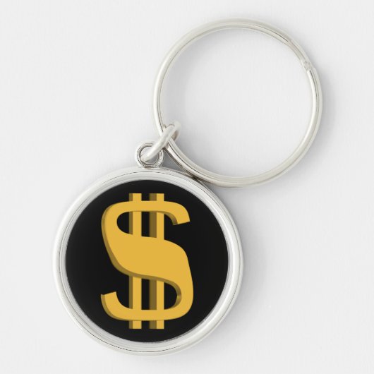 金ゴールド3Dのドル記号Keychain キーホルダー (正面)
