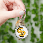 金ゴールド3Dのドル記号Keychain キーホルダー (手)