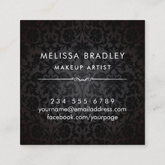 金ゴールド3Dリップダマスクメイクアップアーティスト美しいサロン スクエア名刺 (裏面)