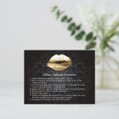 金ゴールド3Dリップ美しいサロンメイクアップの手順のヒント ポストカード (スタンド正面)