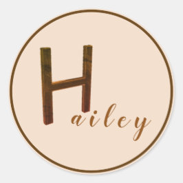 金ゴールド3DレターHスタンプ ラウンドシール