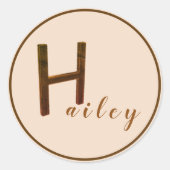 金ゴールド3DレターHスタンプ ラウンドシール (正面)