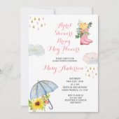 金ゴールド4月シャワーが五花赤ちゃんシャワーをもたらす 招待状 (正面)