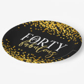 金ゴールド40およびすばらしい誕生会のプレート ペーパープレート (アングル)
