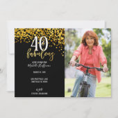 金ゴールド40と素晴らしい40歳の誕生日パーティの招待状 招待状 (正面)