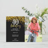 金ゴールド40と素晴らしい40歳の誕生日パーティの招待状 招待状 (スタンド正面)