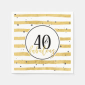 金ゴールド40と素晴らしい40th誕生日パーティーナプキンス スタンダードカクテルナプキン (正面)