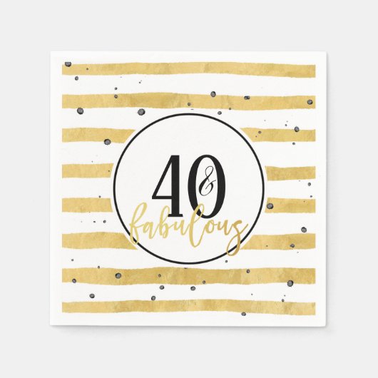 金ゴールド40と素晴らしい40th誕生日パーティーナプキンス スタンダードカクテルナプキン (正面)