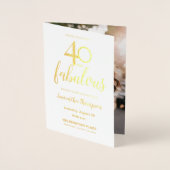 金ゴールド40歳と素敵な40歳の誕生日の写真 箔カード (正面)