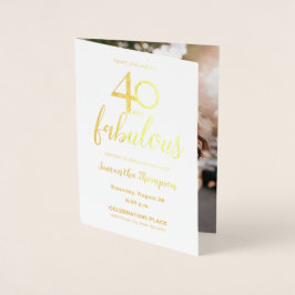 金ゴールド40歳と素敵な40歳の誕生日の写真 箔カード