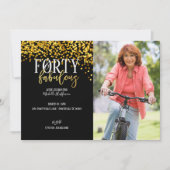 金ゴールド40歳と素晴らしい40歳の誕生日パーティの招待状 招待状 (正面)