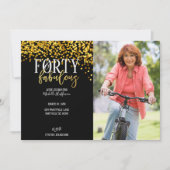 金ゴールド40歳と素晴らしい40歳の誕生日パーティの招待状 招待状 (正面)