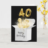 金ゴールド40歳の誕生日バルーンを白い箱に カード (黄色い花)