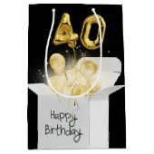 金ゴールド40歳の誕生日バルーンinボックス ミディアムペーパーバッグ (正面)