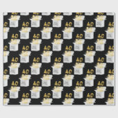 金ゴールド40歳の誕生日バルーンinボックス ラッピングペーパー (フラット)