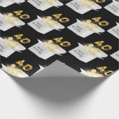 金ゴールド40歳の誕生日バルーンinボックス ラッピングペーパー (角)