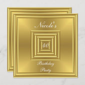 金ゴールド40歳の誕生日パーティの招待状 招待状 (正面/裏面)