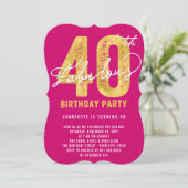 金ゴールド40歳の誕生日パーティー招待状 招待状 (スタンド正面)