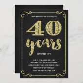 金ゴールド40歳の誕生日パーティー 招待状 (正面/裏面)