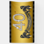 金ゴールド40歳の誕生日パーティー 横断幕 (縦)