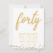 金ゴールド40歳の誕生日救日紙吹雪 招待状 (正面)