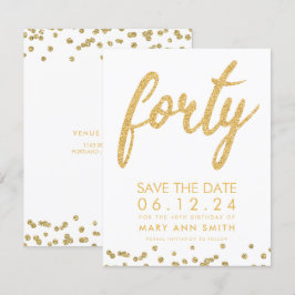 金ゴールド40歳の誕生日救日紙吹雪 招待状