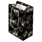 金ゴールド40歳の誕生日 ミディアムペーパーバッグ (正面アングル)
