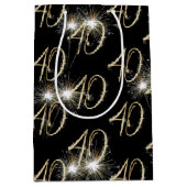 金ゴールド40歳の誕生日 ミディアムペーパーバッグ (正面)