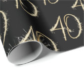金ゴールド40歳の誕生日 ラッピングペーパー (ロールコーナー)